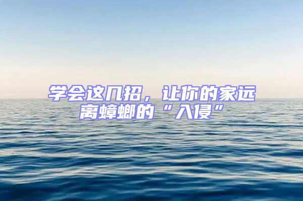 學(xué)會(huì)這幾招，讓你的家遠(yuǎn)離蟑螂的“入侵”