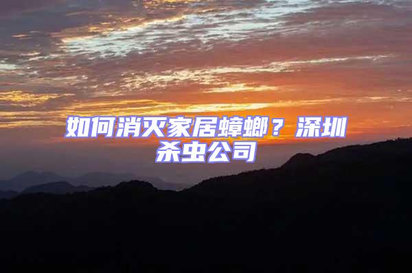 如何消滅家居蟑螂？深圳殺蟲公司