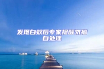 發(fā)現(xiàn)白蟻后專(zhuān)家提醒勿擅自處理