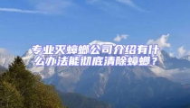 專業(yè)滅蟑螂公司介紹有什么辦法能徹底清除蟑螂？