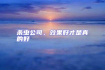 殺蟲公司，效果好才是真的好