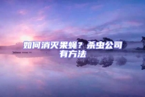 如何消滅果蠅？殺蟲公司有方法